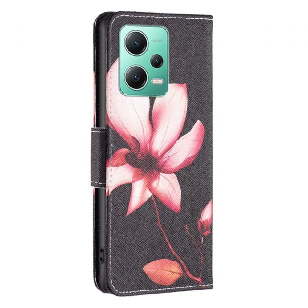 Flipové Pouzdro Na Xiaomi Redmi Note 12 5G Růžový Květ