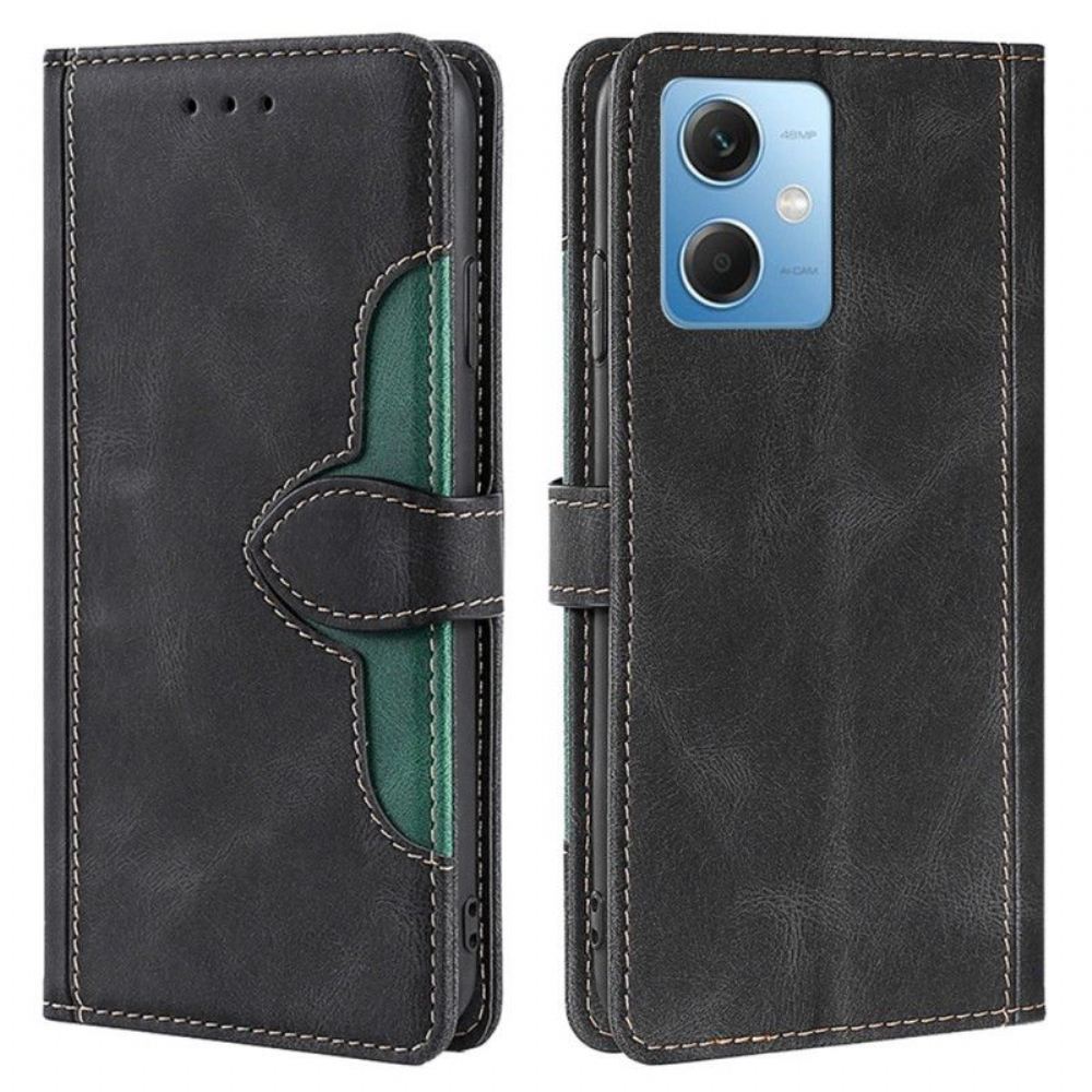 Kožené Pouzdro Na Xiaomi Redmi Note 12 5G Dvoubarevná Květinová