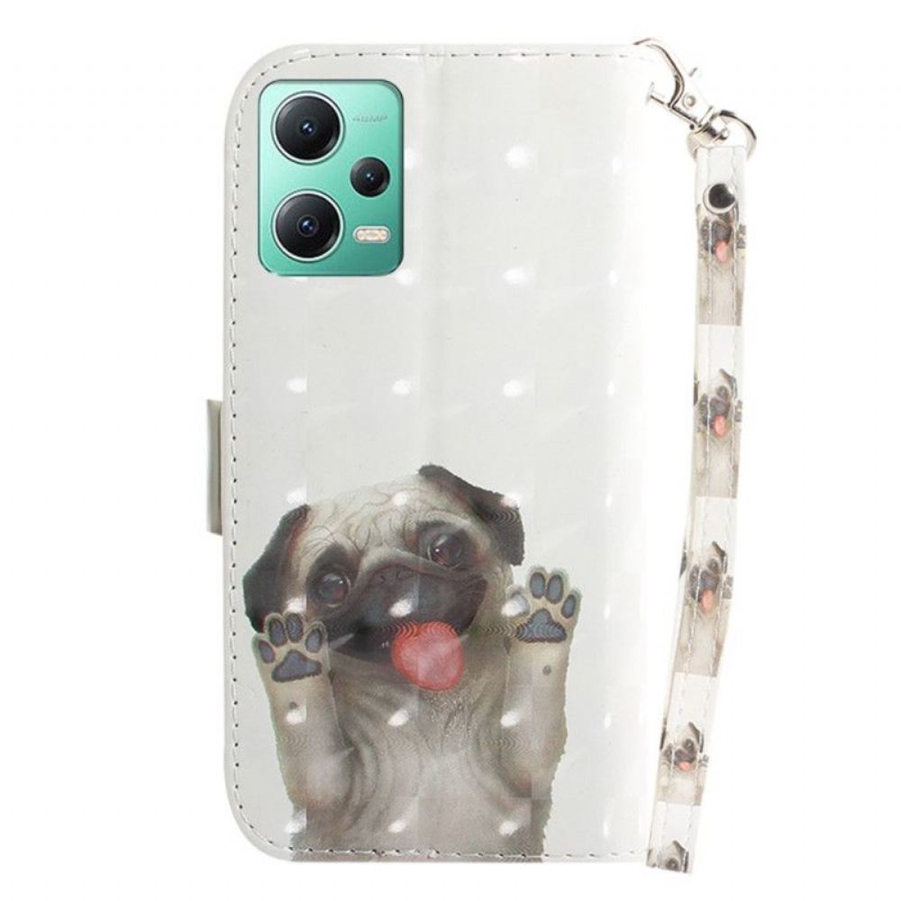 Kožené Pouzdro Na Xiaomi Redmi Note 12 5G Na Lana Tanga Mops