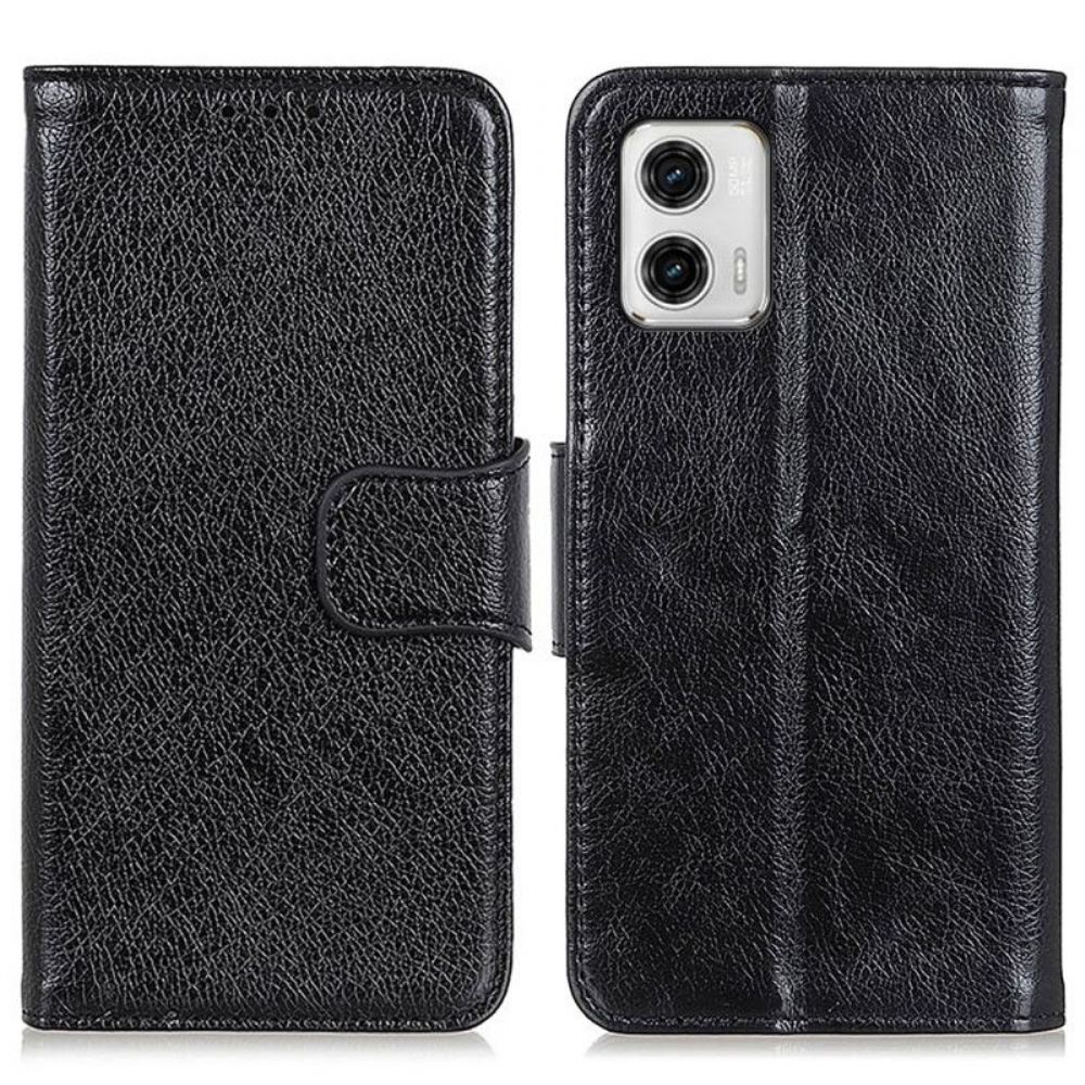 Flipové Pouzdro Na Moto G73 5G Dělená Kůže Nappa