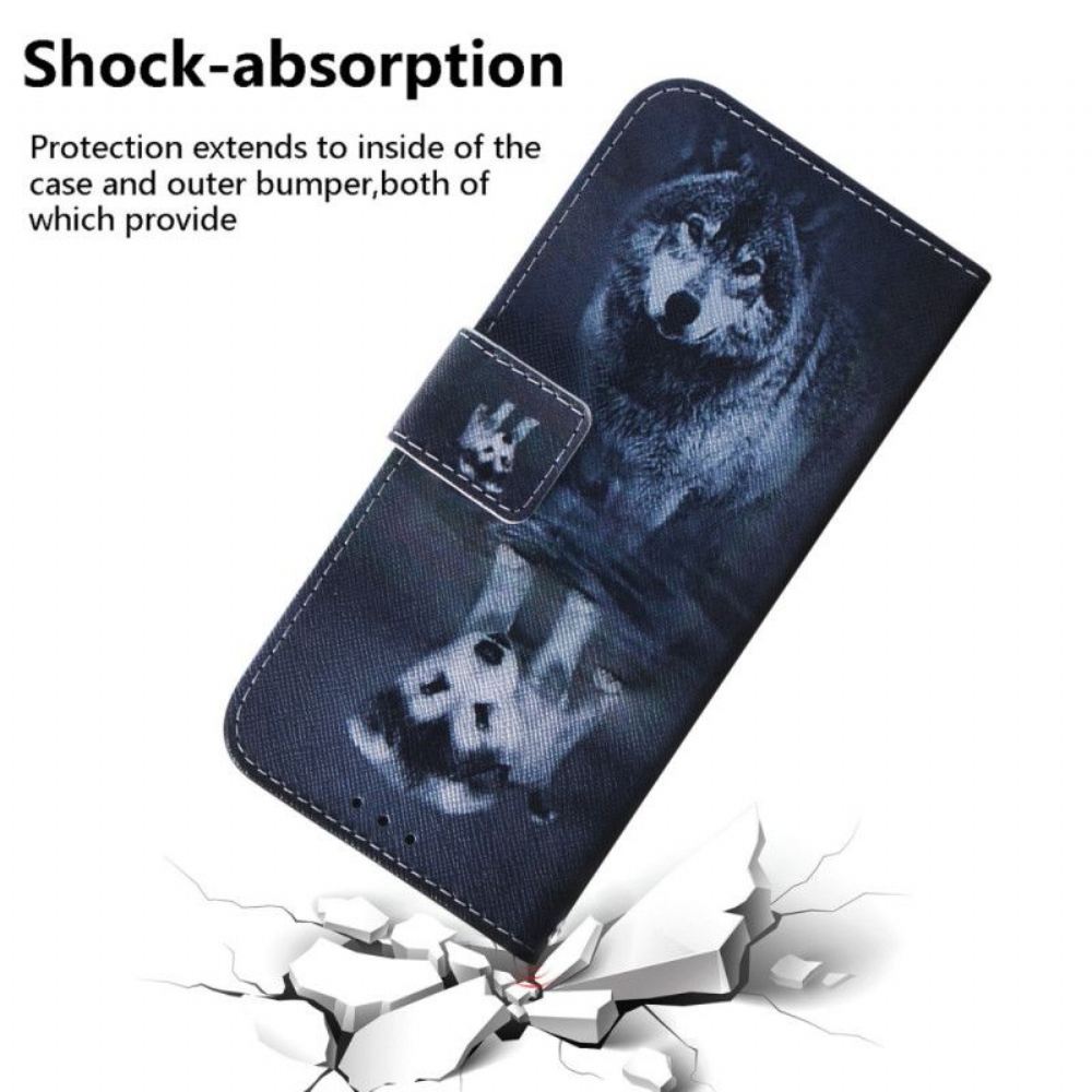 Flipové Pouzdro Na Moto G73 5G Na Lana Strappy Štěně Sen