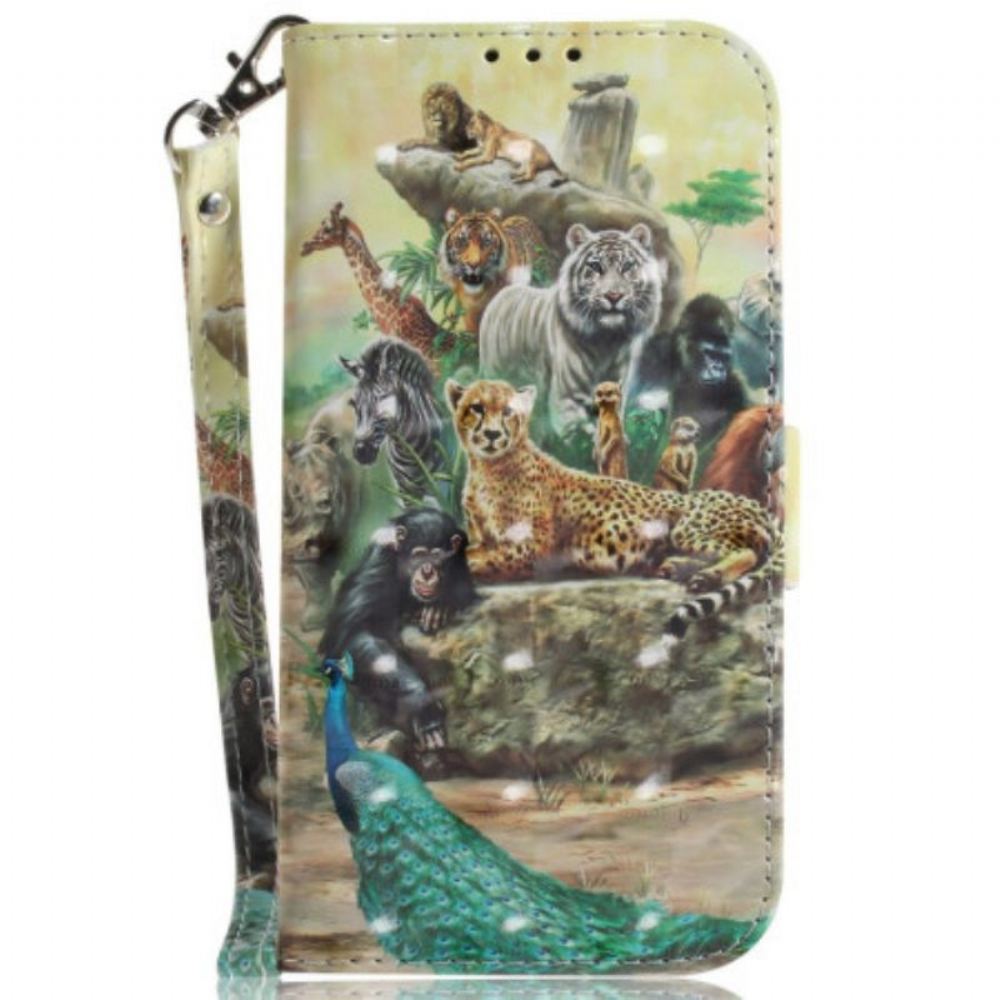 Flipové Pouzdro Na Moto G73 5G Na Lana Tanga Safari Animals
