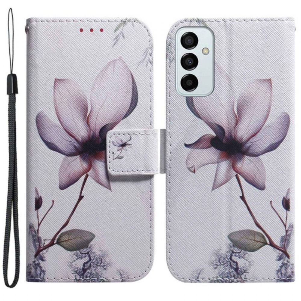 Flipové Pouzdro Na Samsung Galaxy M13 Na Lana Vintage Strappy Květina