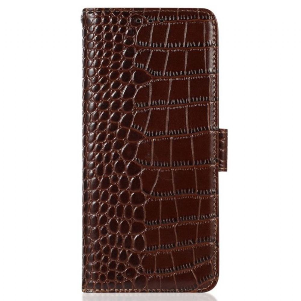 Flipové Pouzdro Na Samsung Galaxy M13 Rfid Ve Stylu Krokodýla