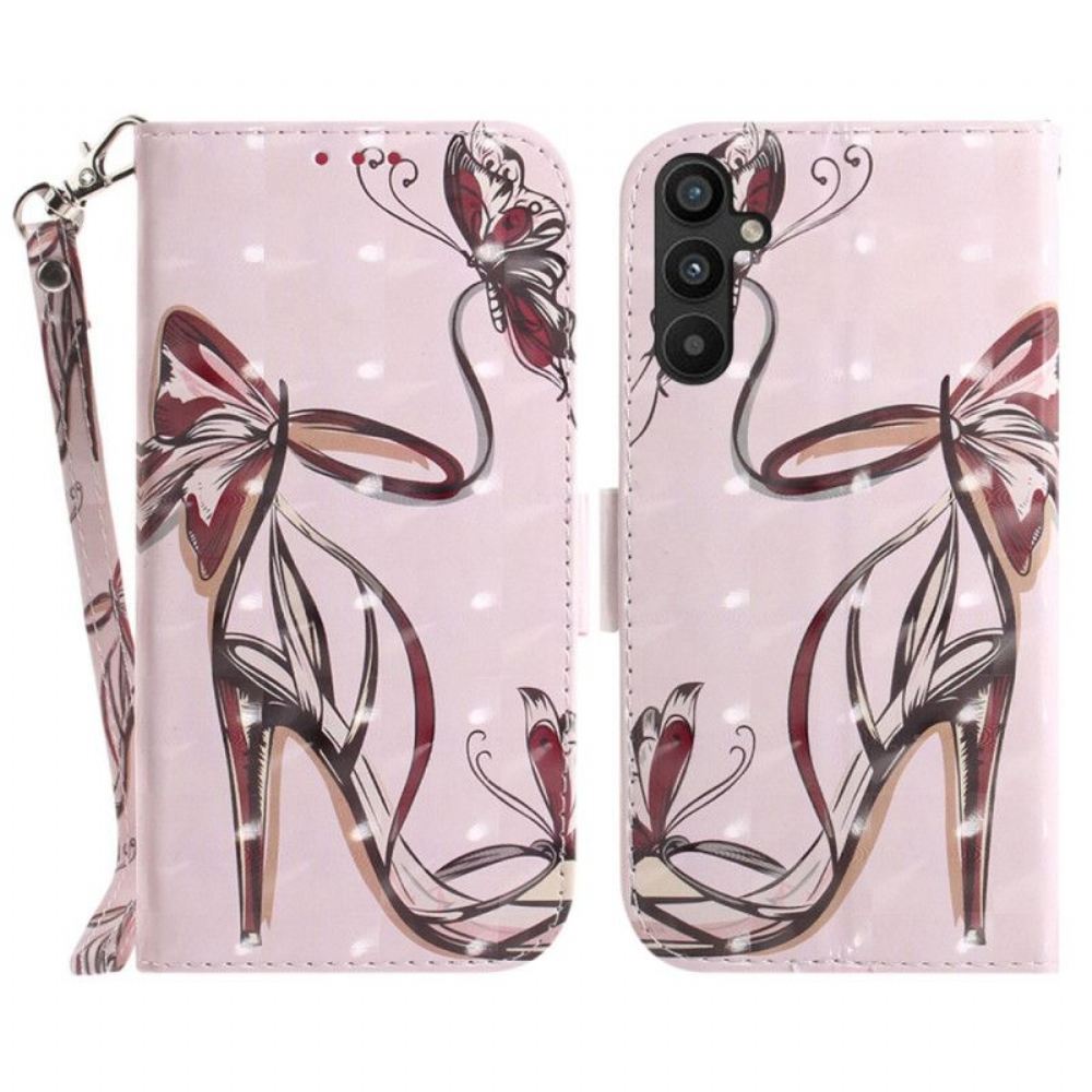 Flipové Pouzdro Na Samsung Galaxy A54 5G Na Lana Strappy Pumpa