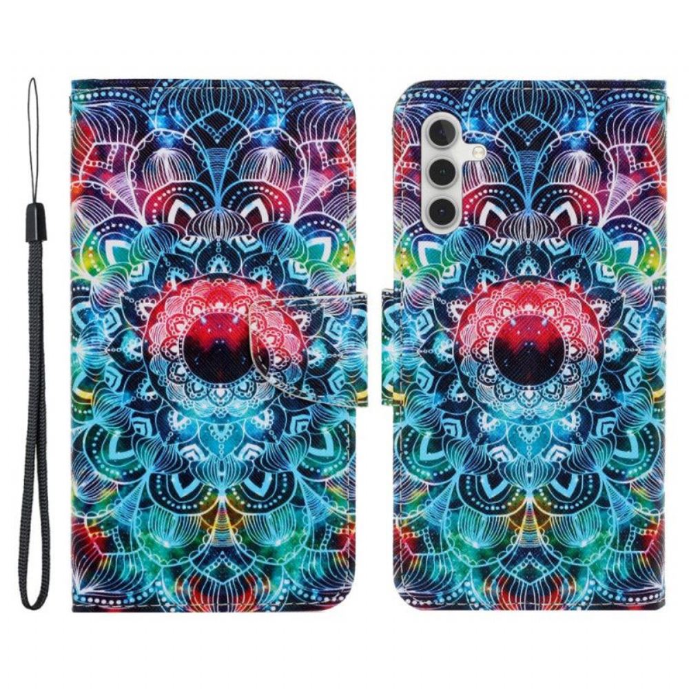 Kožené Pouzdro Na Samsung Galaxy A54 5G Na Lana Strappy Mandala