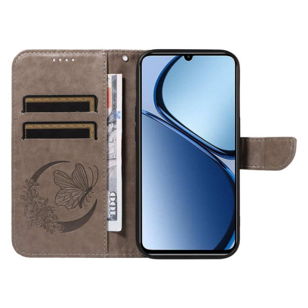 Kožený Kryt Realme C63 Grafický Motýl