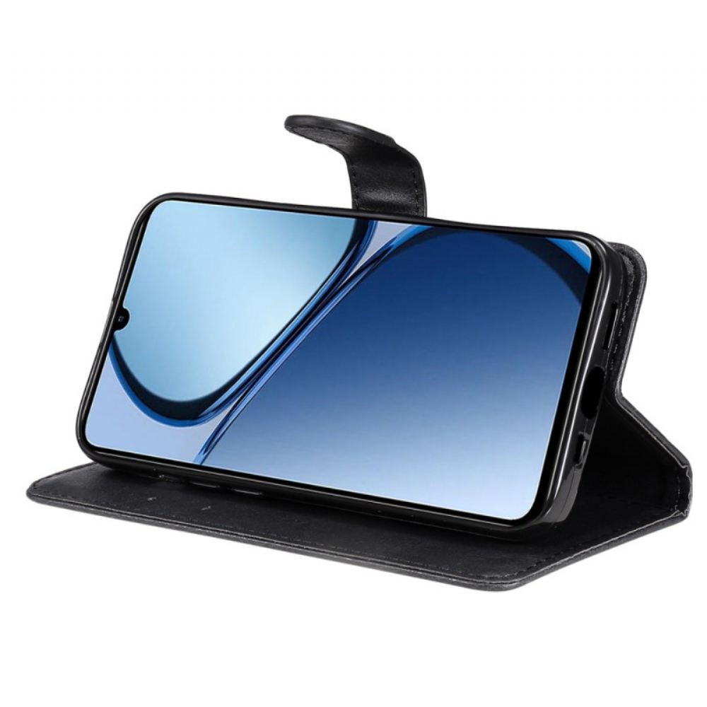 Kožený Kryt Realme C63 Jednobarevná Umělá Kůže