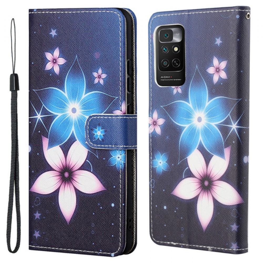 Flipové Pouzdro Na Xiaomi Redmi Note 11 / 11S Na Lana Květiny Na Lunárním Popruhu