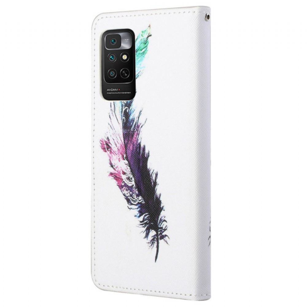 Flipové Pouzdro Na Xiaomi Redmi Note 11 / 11S Na Lana Peříčko S Popruhem