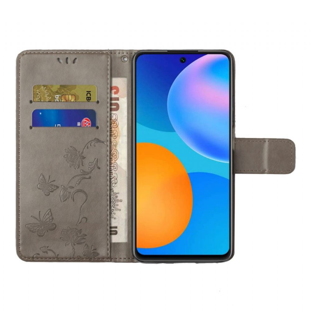 Flipové Pouzdro Na Xiaomi Redmi Note 11 / 11S Na Lana Popruhové Květiny
