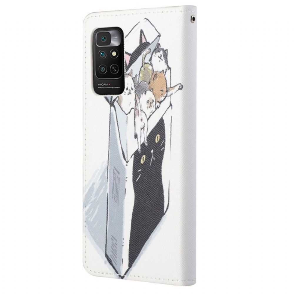 Flipové Pouzdro Na Xiaomi Redmi Note 11 / 11S Na Lana Přepravní Tanga Kočky