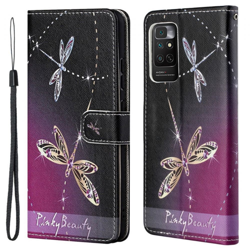 Flipové Pouzdro Na Xiaomi Redmi Note 11 / 11S Na Lana Strappy Vážky