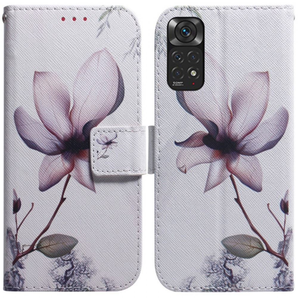 Flipové Pouzdro Na Xiaomi Redmi Note 11 / 11S Zaprášený Růžový Květ