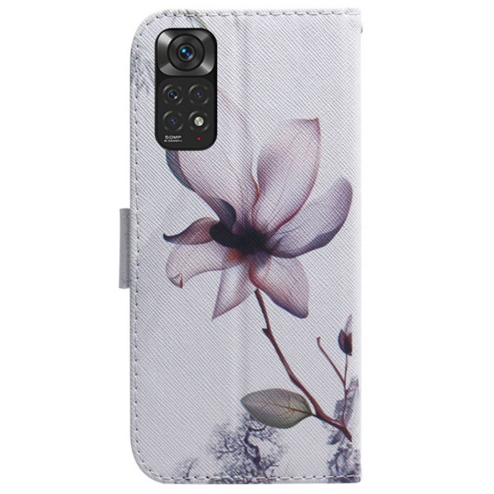 Flipové Pouzdro Na Xiaomi Redmi Note 11 / 11S Zaprášený Růžový Květ