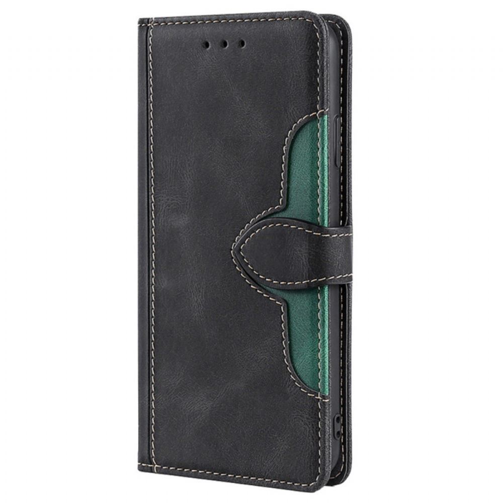 Kožené Pouzdro Na Xiaomi Redmi Note 11 / 11S Stylová Dvoubarevná Umělá Kůže