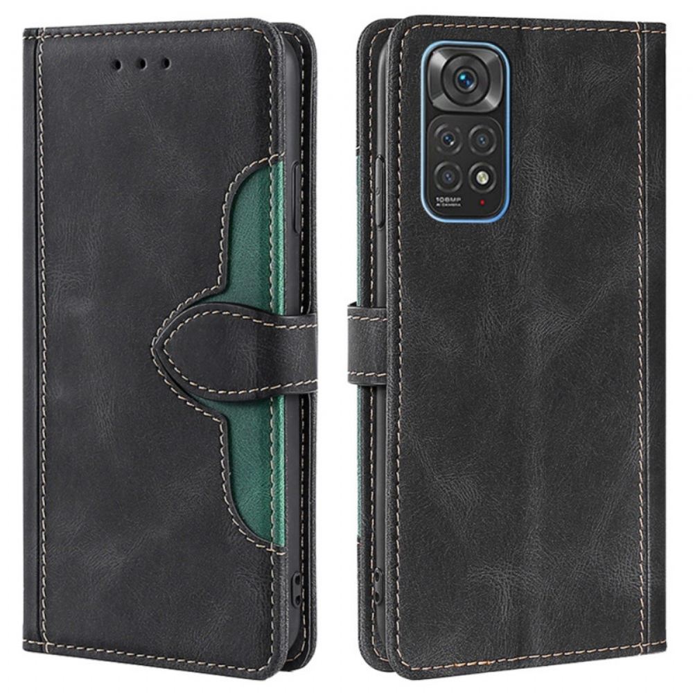 Kožené Pouzdro Na Xiaomi Redmi Note 11 / 11S Stylová Dvoubarevná Umělá Kůže