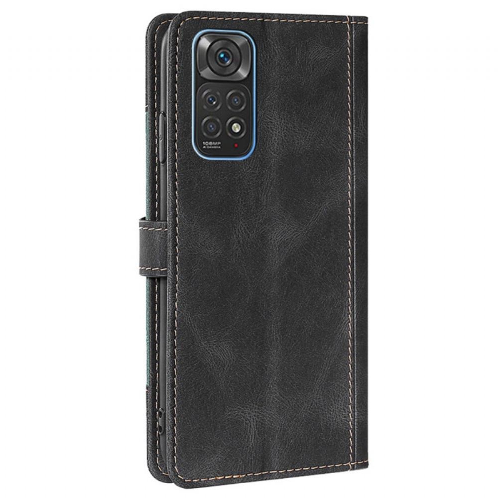 Kožené Pouzdro Na Xiaomi Redmi Note 11 / 11S Stylová Dvoubarevná Umělá Kůže