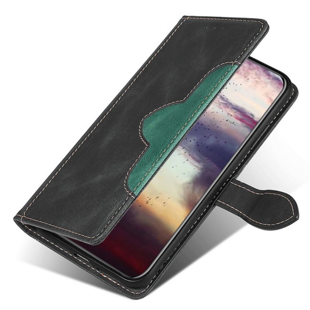 Kožené Pouzdro Na Xiaomi Redmi Note 11 / 11S Stylová Dvoubarevná Umělá Kůže
