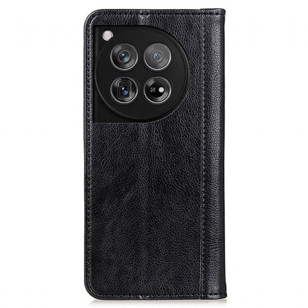 Kožené Pouzdro Oneplus 12 5g Kryty Na Mobil Dělená Litchi Kůže