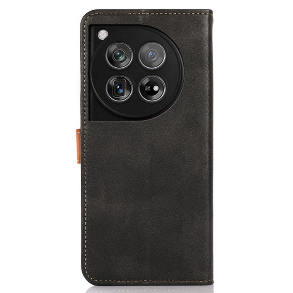 Kožený Kryt Oneplus 12 5g Zlatá Spona Khazneh