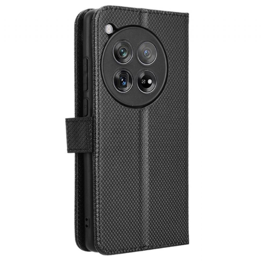 Peněženková Pouzdra Oneplus 12 5g Kryty Na Mobil Texturovaný Design Popruhu