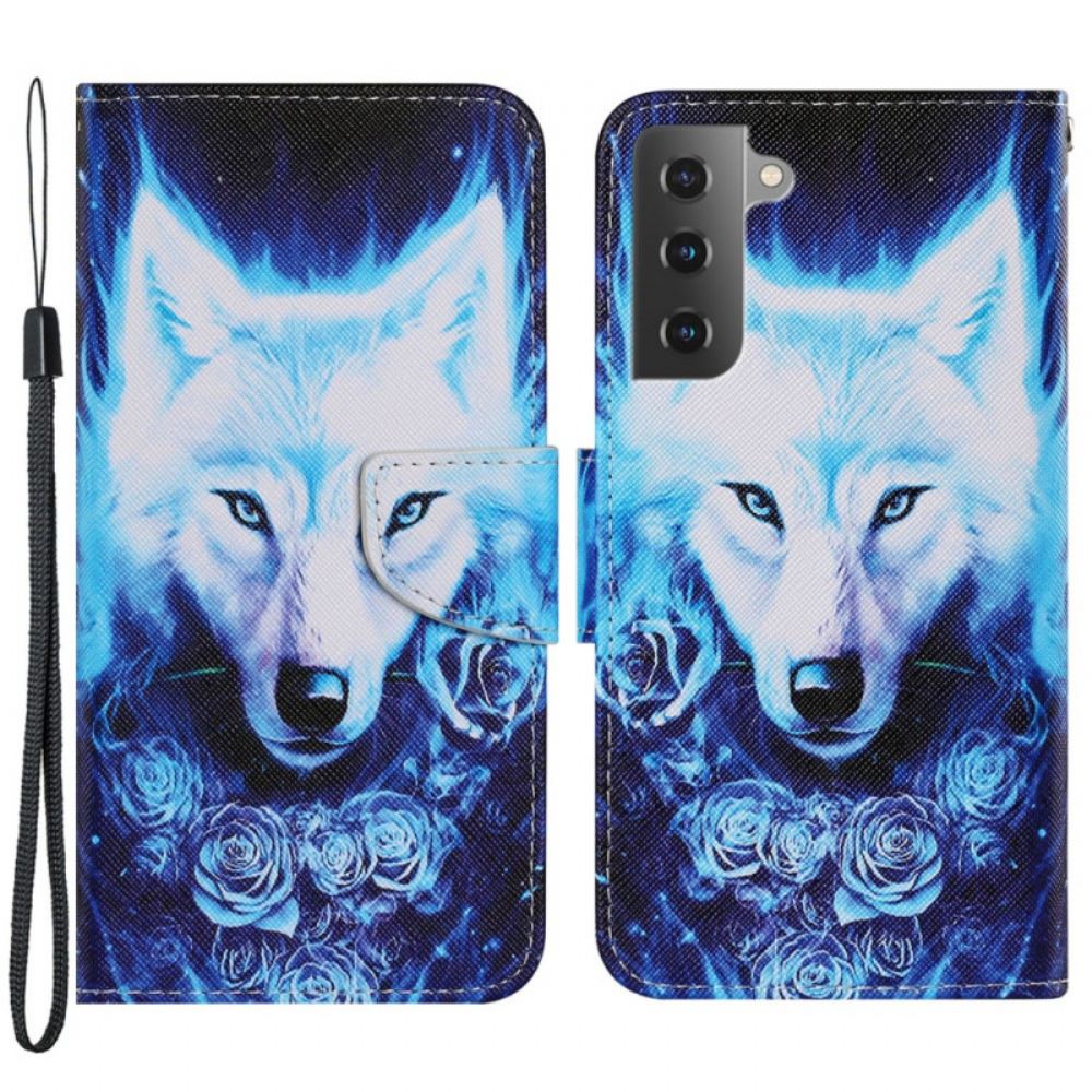 Flipové Pouzdro Na Samsung Galaxy S22 Plus 5G Bílý Vlk