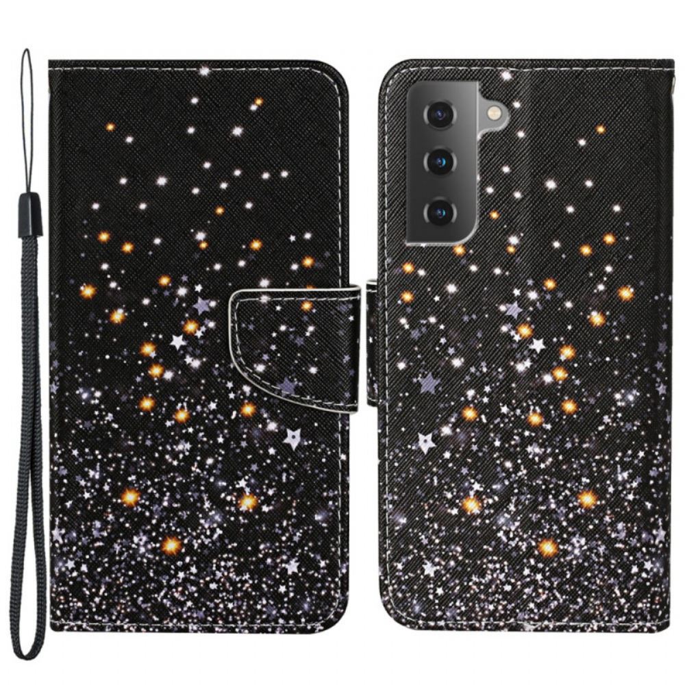 Flipové Pouzdro Na Samsung Galaxy S22 Plus 5G Hvězdy A Flitry Se Šňůrkou
