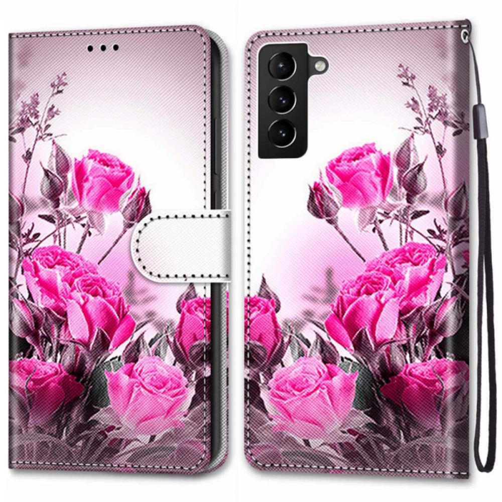 Flipové Pouzdro Na Samsung Galaxy S22 Plus 5G Kouzelné Květiny