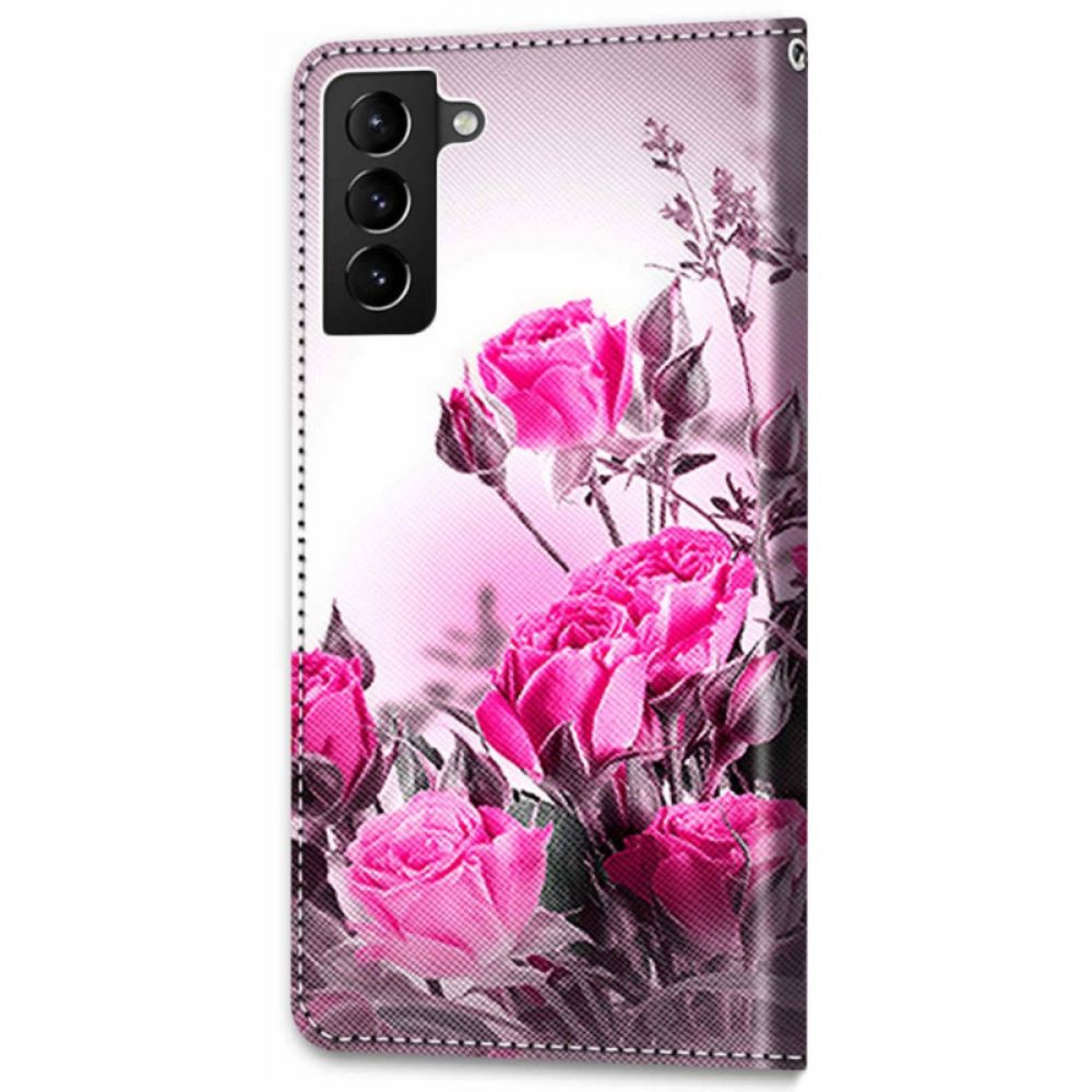 Flipové Pouzdro Na Samsung Galaxy S22 Plus 5G Kouzelné Květiny