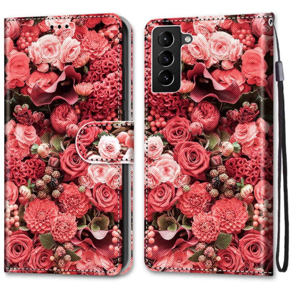 Flipové Pouzdro Na Samsung Galaxy S22 Plus 5G Květinová Romance