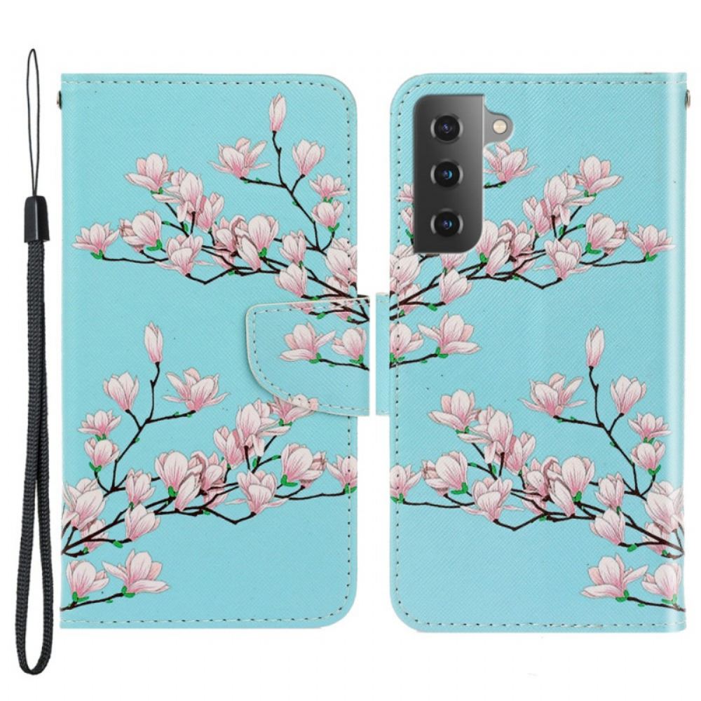 Flipové Pouzdro Na Samsung Galaxy S22 Plus 5G Na Lana Strappy Tree