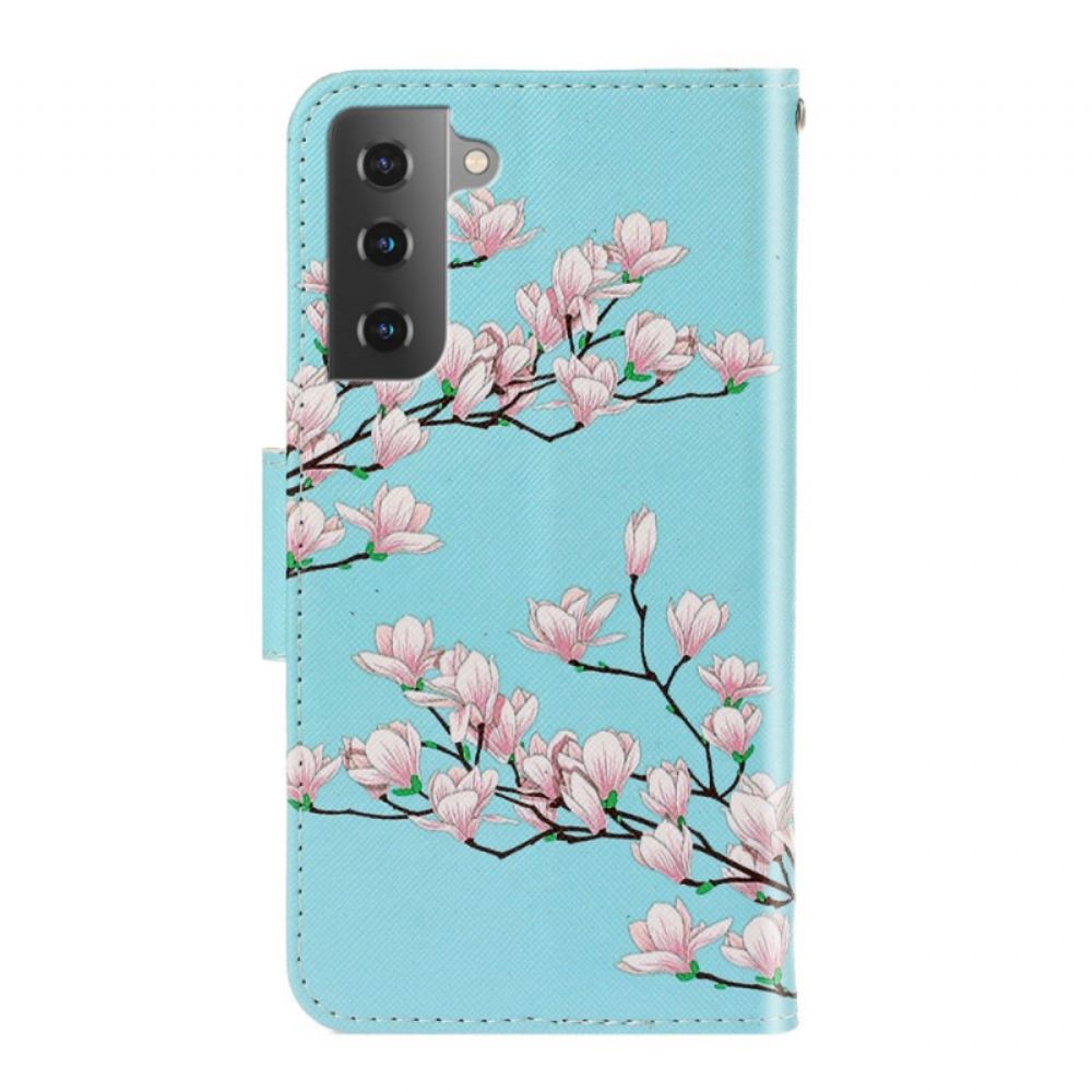 Flipové Pouzdro Na Samsung Galaxy S22 Plus 5G Na Lana Strappy Tree