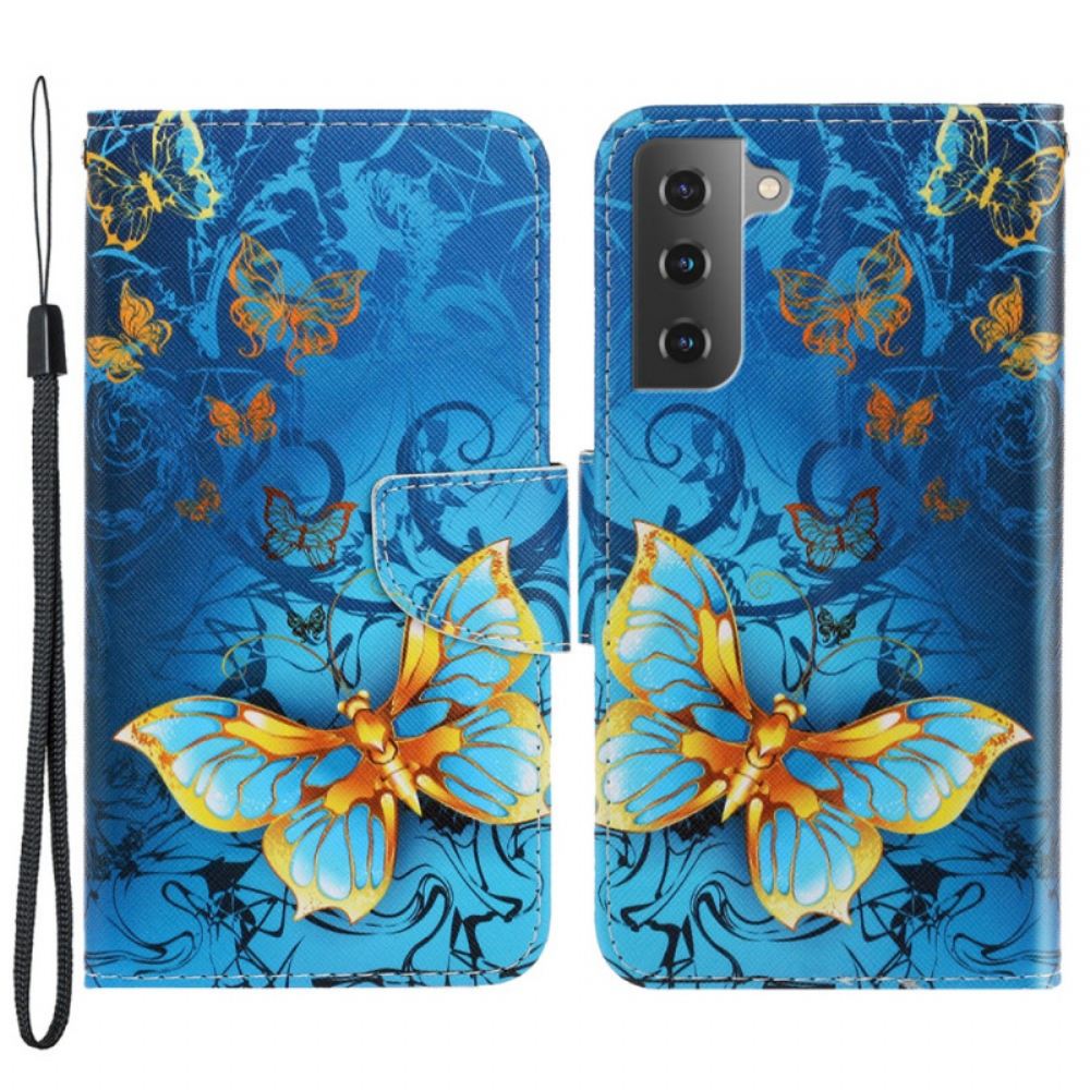Flipové Pouzdro Na Samsung Galaxy S22 Plus 5G Na Lana Variace Motýlkového Popruhu