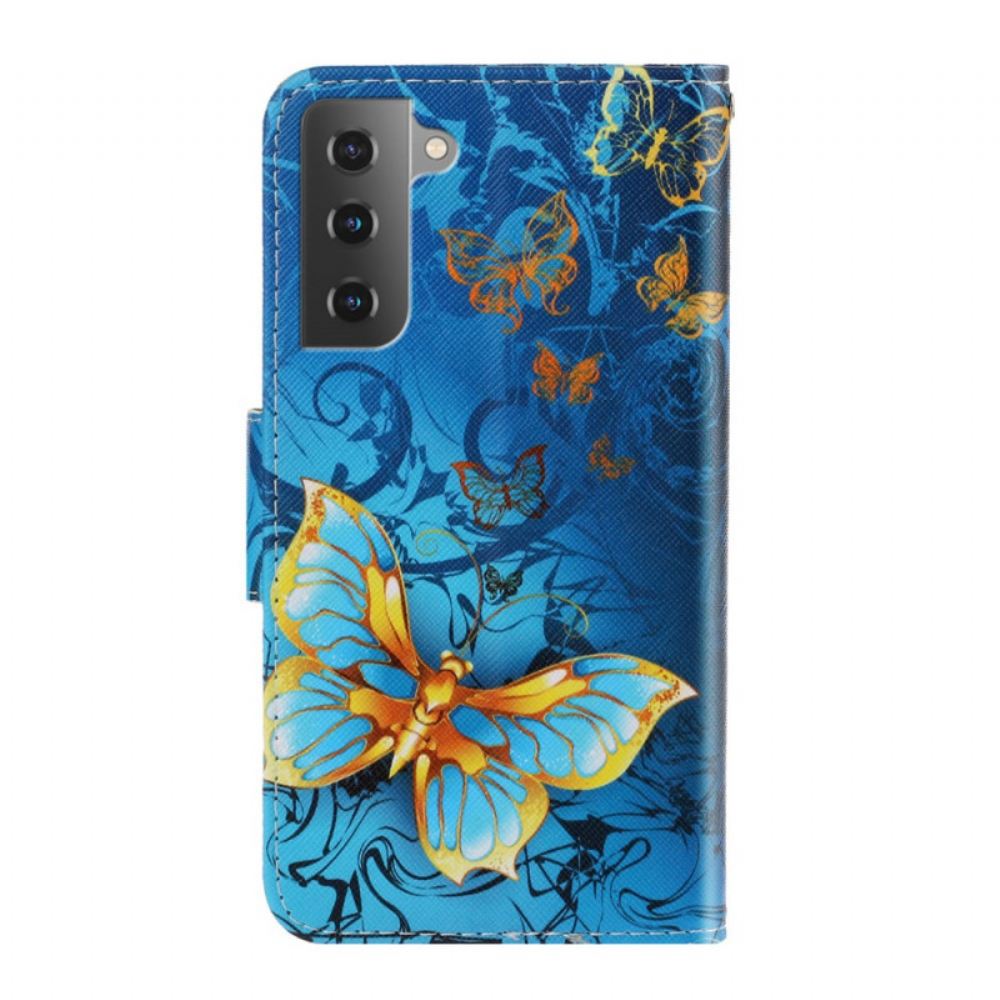 Flipové Pouzdro Na Samsung Galaxy S22 Plus 5G Na Lana Variace Motýlkového Popruhu