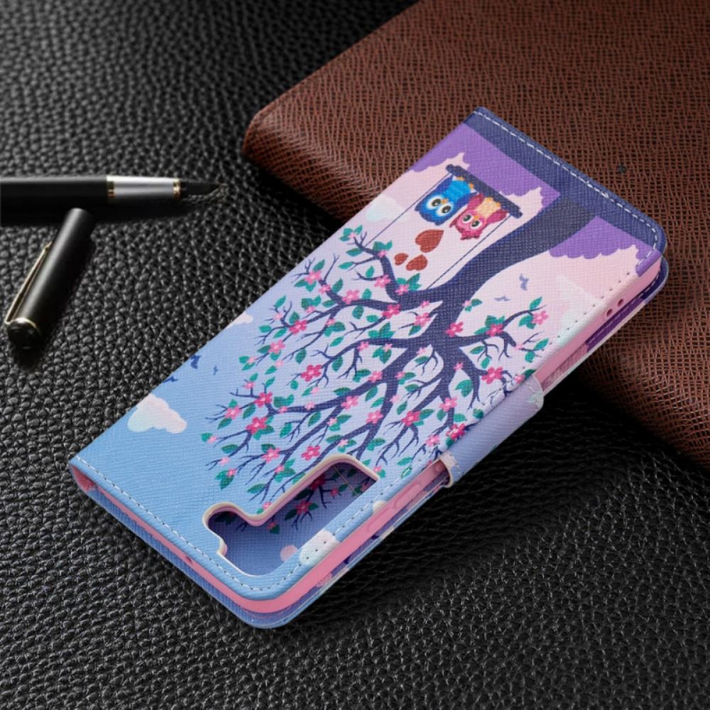 Flipové Pouzdro Na Samsung Galaxy S22 Plus 5G Sovy Na Houpačce