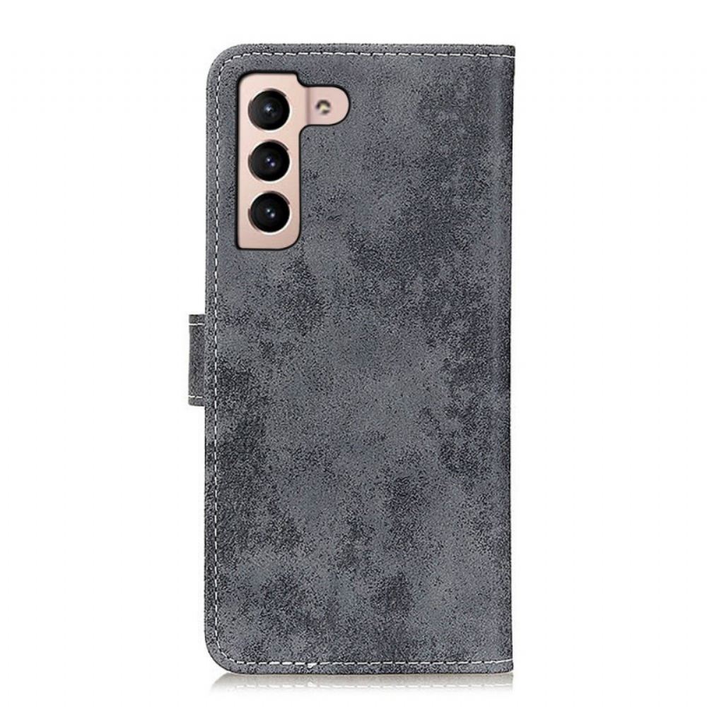 Flipové Pouzdro Na Samsung Galaxy S22 Plus 5G Vintage Kožený Efekt