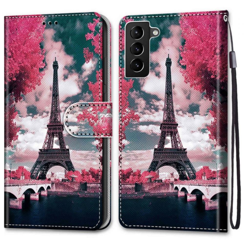Kožené Pouzdro Na Samsung Galaxy S22 Plus 5G Eiffelova Věž V Létě