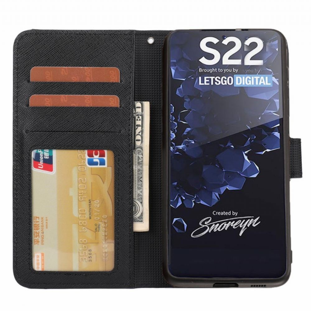 Kryt Flipové Pouzdro Na Samsung Galaxy S22 Plus 5G Texturovaný S Odnímatelným
