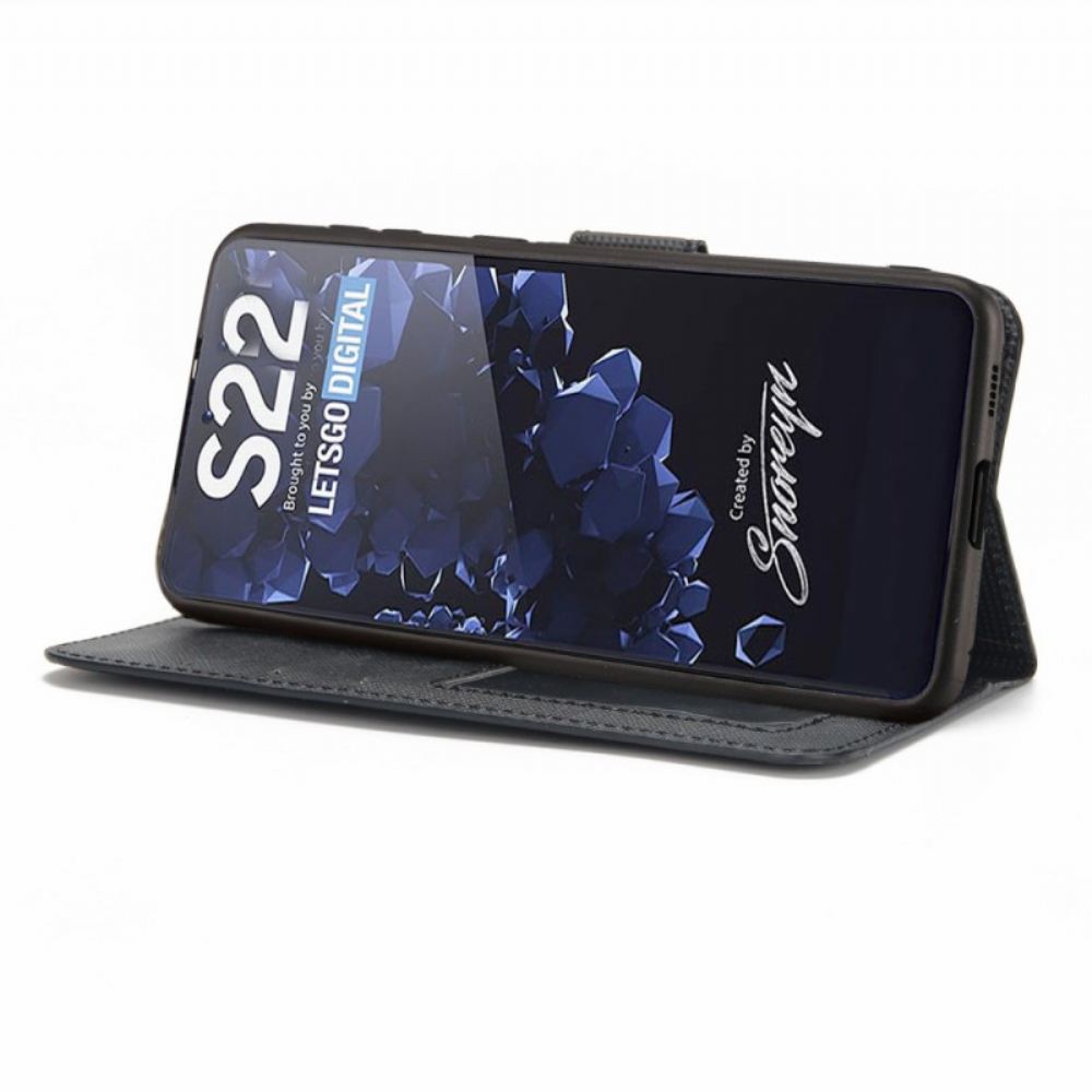 Kryt Flipové Pouzdro Na Samsung Galaxy S22 Plus 5G Texturovaný S Odnímatelným