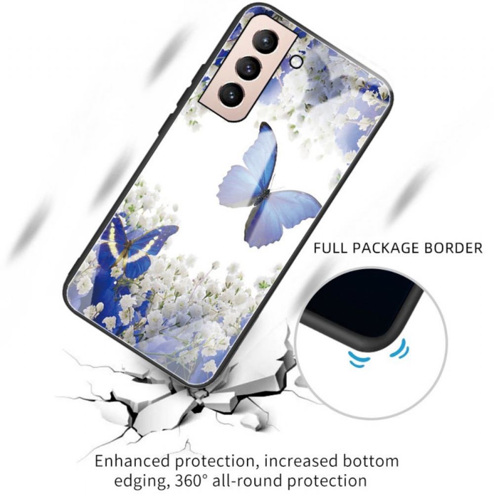 Kryt Na Samsung Galaxy S22 Plus 5G Design Motýlků Z Tvrzeného Skla