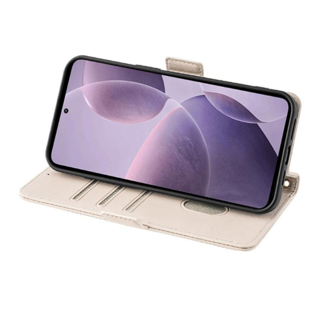 Kožený Kryt Na Poco C61 Peněženka S Blokováním Rfid Se Šňůrkou A Popruhem Přes Rameno