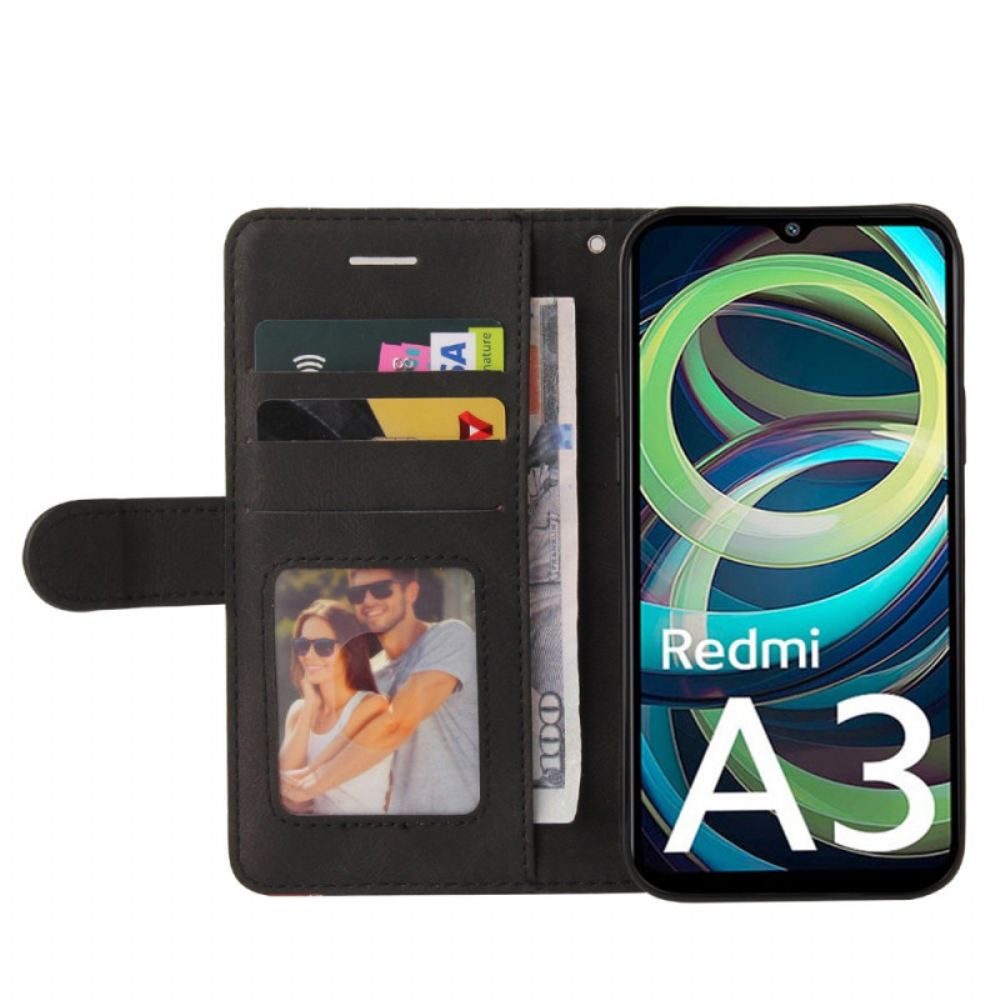 Kožený Kryt Poco C61 Dvoubarevné Vlnovky