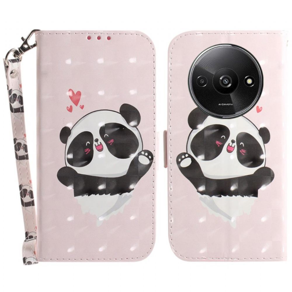 Kožený Kryt Poco C61 Panda Love With Strap