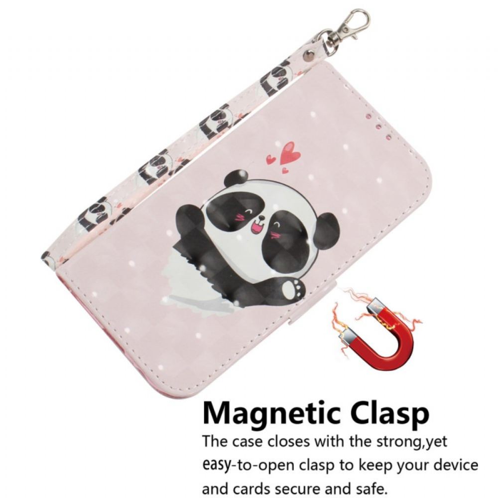 Kožený Kryt Poco C61 Panda Love With Strap