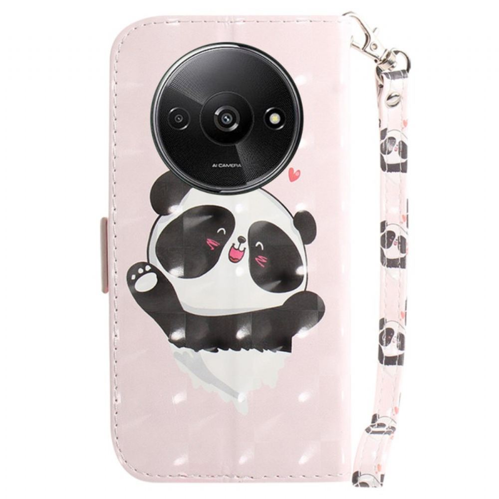 Kožený Kryt Poco C61 Panda Love With Strap