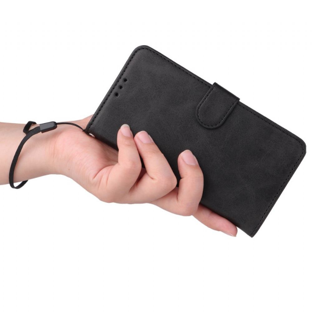 Kožený Kryt Poco C61 Styl Z Hladké Kůže S Páskem