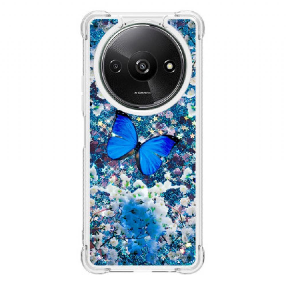 Kryt Poco C61 Blue Butterfly Glitter