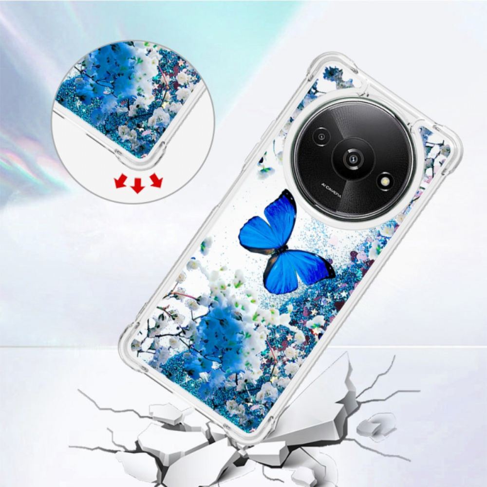 Kryt Poco C61 Blue Butterfly Glitter