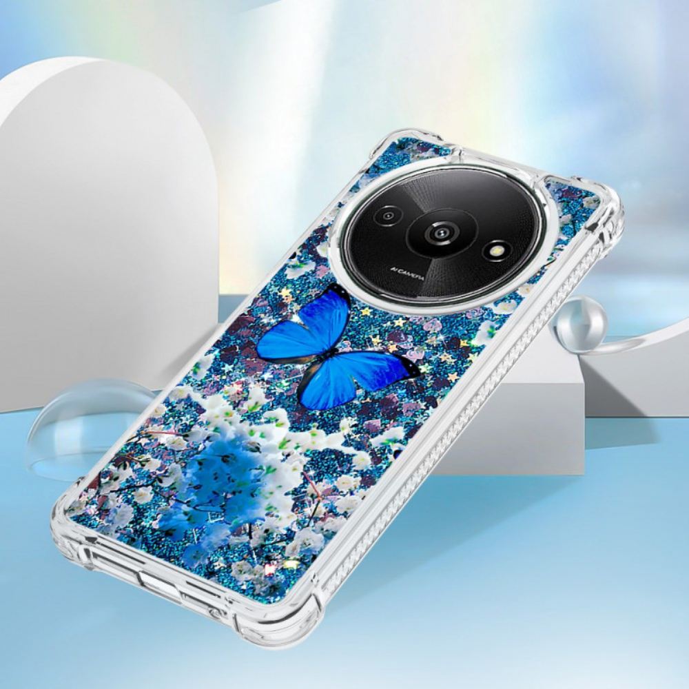 Kryt Poco C61 Blue Butterfly Glitter